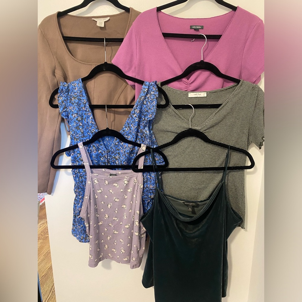 Lot of 6 Various Crop, Tank & Assorted Tops, variety of brands-most XL, some XXL